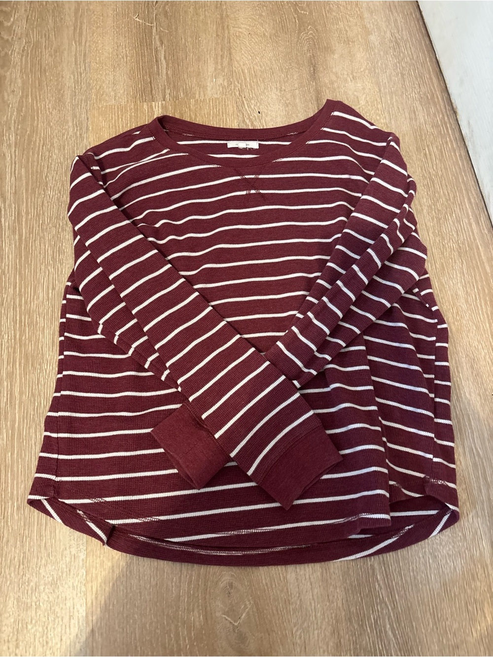 Maurices Burgundy and White Striped Long-Sleeve Top